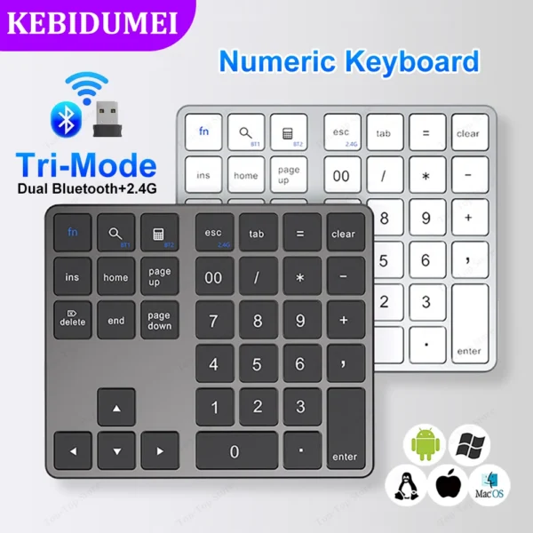 Teclado numérico sem fio recarregável