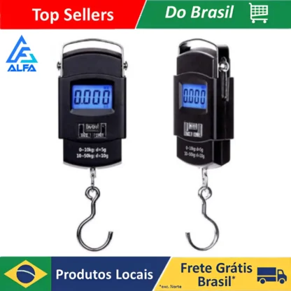 ALFA Balança Digital de Mão Portátil Bolsa Mala Peixe Até 50kg Cozinha